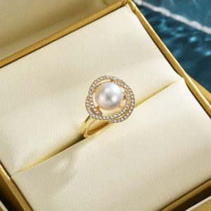 High-End Freshwater Pearl Ring Women's High-Grade Sense Graceful and Fashionable Index Finger Ring Light Luxury Minority Exquisite Design Ring