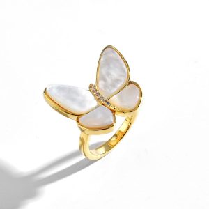 New Broken Cocoon Butterfly Shell Ring Elegant and Personalized Opening Adjustable Ring Star Popular Ornament