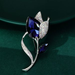 New Fashion Splendid Crystal Common Calla Corsage 14K Gold Plated Flower Brooch for Women Overcoat Clothes Accessories Factory Hot sale