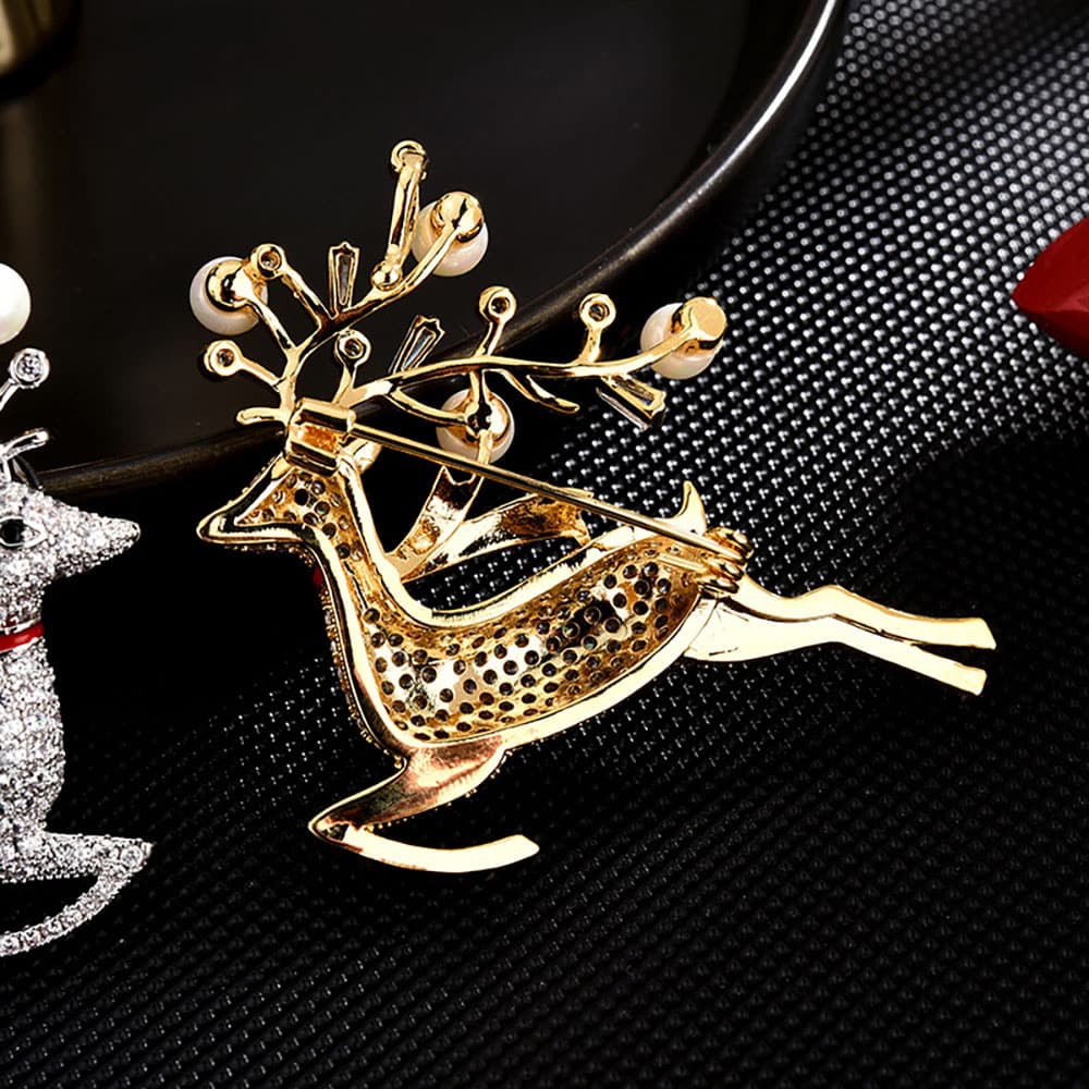 High-End Brooch Christmas Deer Brooch Female 14K Gold Plated Micro Inlaid Zircon Brooch Pin Clothing Accessories Hot sale Delivery - Image 3