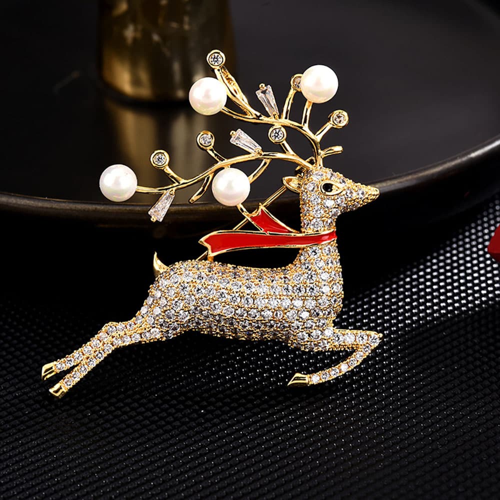 High-End Brooch Christmas Deer Brooch Female 14K Gold Plated Micro Inlaid Zircon Brooch Pin Clothing Accessories Hot sale Delivery - Image 4
