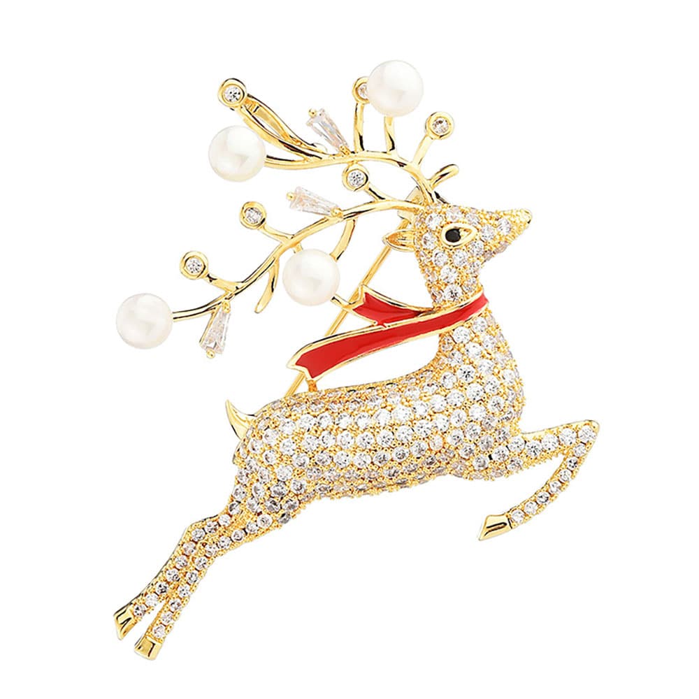 High-End Brooch Christmas Deer Brooch Female 14K Gold Plated Micro Inlaid Zircon Brooch Pin Clothing Accessories Hot sale Delivery - Image 5