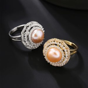Gold Plated Open Ring Women's Fashion Personalized Index Finger Ring Korean Fashionmonger Simple Internet Celebrity Freshwater Pearl Ring