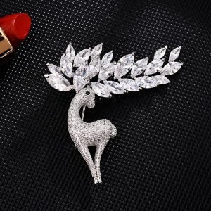 Big Horn Deer Zircon Brooch High-End Sika Deer Brooch Pin Safety Pin Costume Accessories Korean Brooch Hot sale