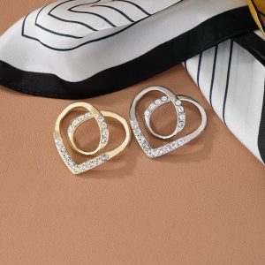 New Autumn and Winter Simple Love Scarf Buckle 14K Gold Plated Micro Inlaid Zircon Women's Clothing Accessories Hot sale Delivery