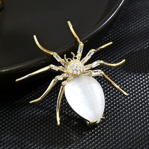 Artificial Cat Eye Spider Brooch Design New High-End Luxury Suit Pin Coat Corsage Women's Summer Accessories