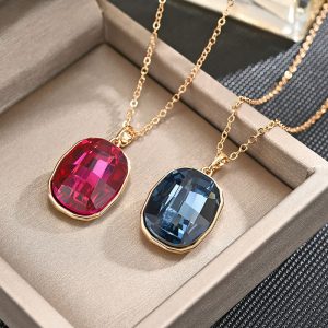 New Blue Color Austrian Crystal Clavicle Necklace Japanese and Korea Style Necklace Jewelry Gift Girls