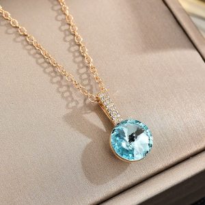 French Entry Lux High-Grade Ocean Heart Zircon Necklace Female Ins Cold Style Personality Retro Easy Matching Ornament