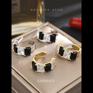 Classic Style Color Matching Sterling Silver Needle All-Matching Elegant Zircon Stud Earrings High-End Classic Earrings for Women