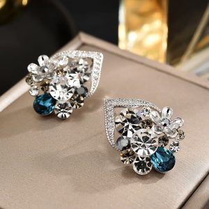 Curtain Retro Shiny Colorful Zircon Earrings New Trendy Light Luxury Temperament Goddess Temperament Earrings for Women